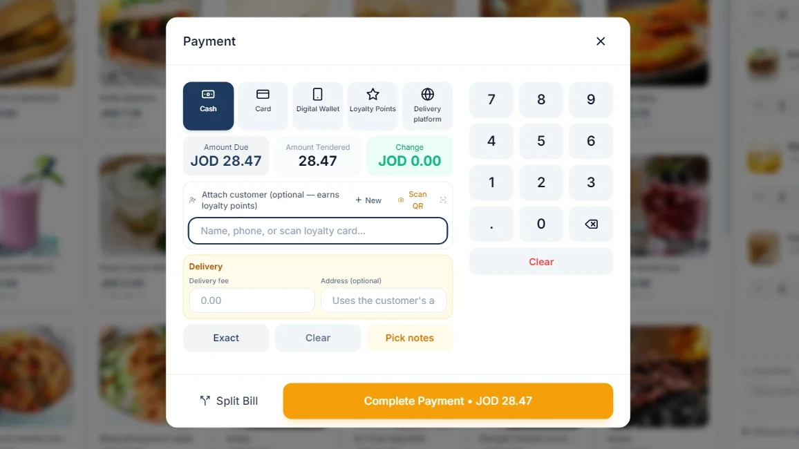 Payment screen